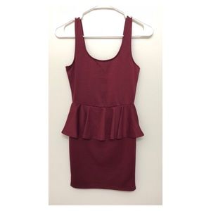 burgundy peplum dress